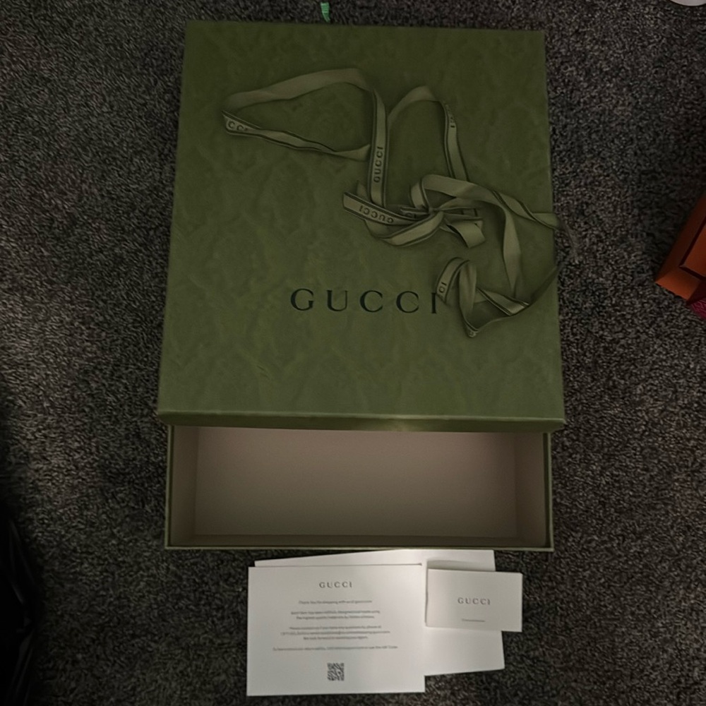 Authentic Gucci shoebox and accessories